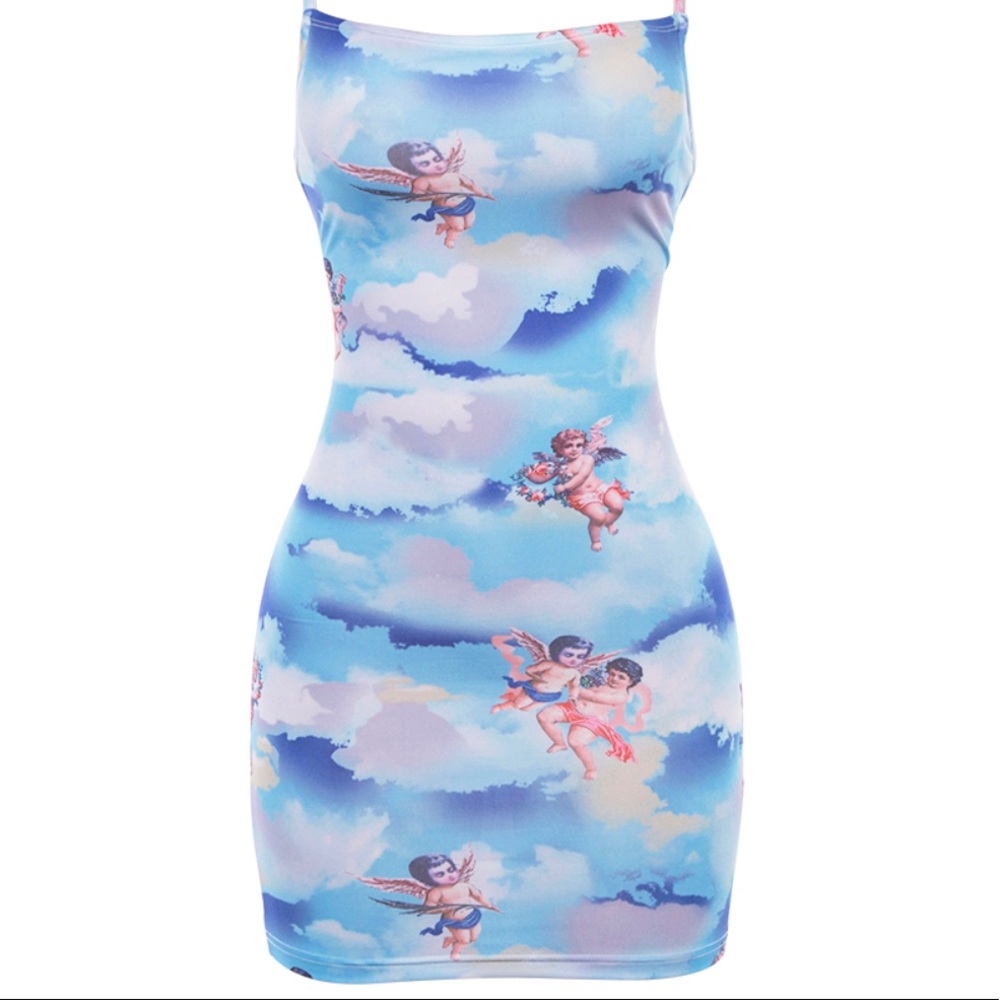 🔴Blue Cupid Love Spaghetti Strap Mini Dress